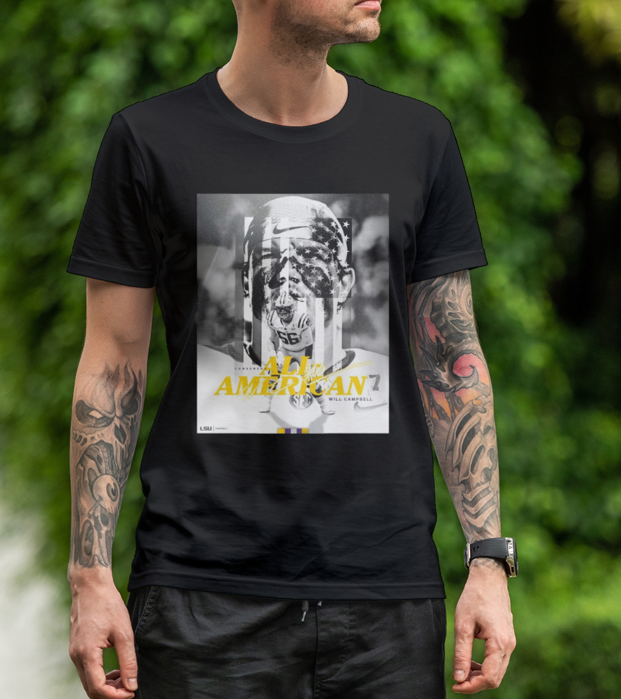 LSU Tigers Football Will Campbell Consensus All-American #66 T-Shirt