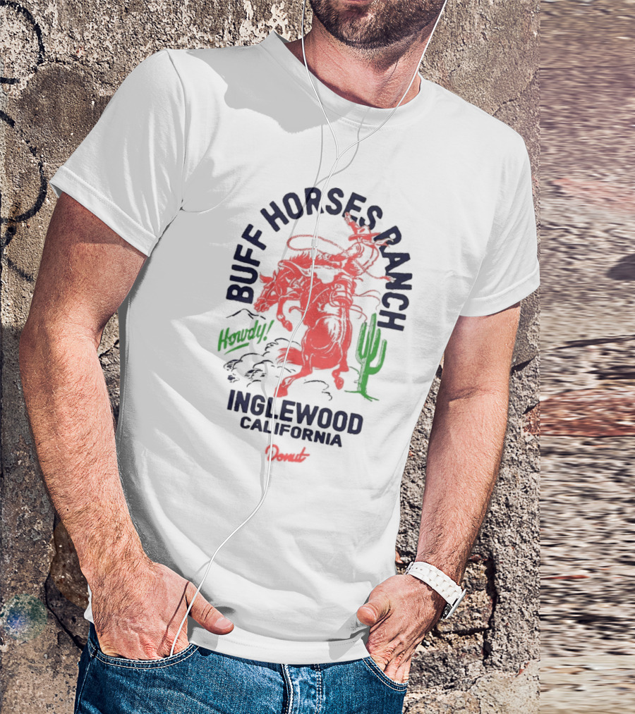 Buff Horses Ranch Howdy Inglewood California Donut T-Shirt