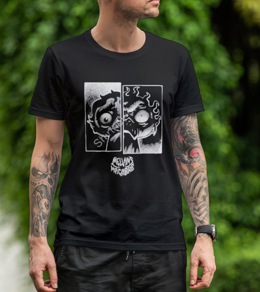 MeatCanyon Merch Melvin’s Macabre Split Face Creepy Comic T-Shirt