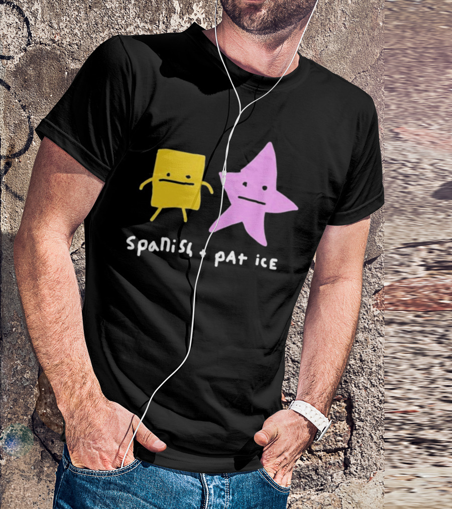 Spanish And Pat Ice Cartoon Square And Star Characters T-Shirt
