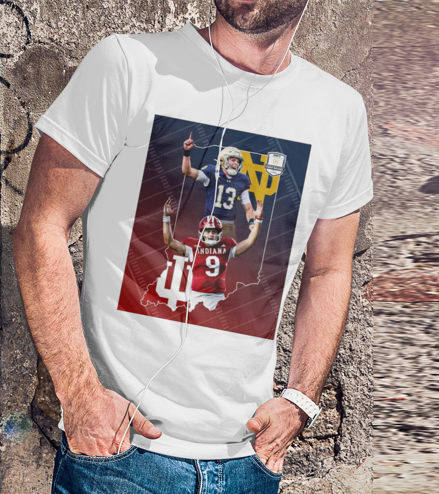 Indiana Hoosiers Versus Notre Dame Fighting Irish 12-Team CFP Friday Matchup T-Shirt