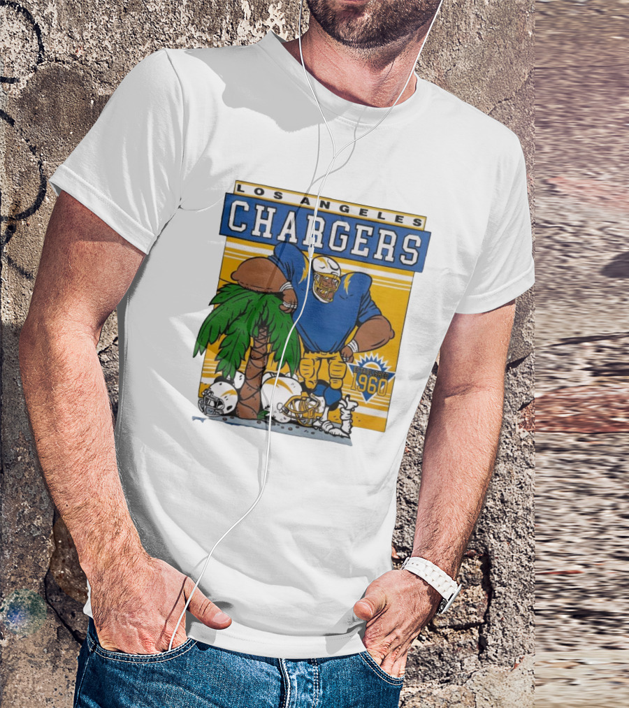 Los Angeles Chargers Crenshaw Skate Club Light Blue Palm Tree Established 1960 Football Player T-Shirt