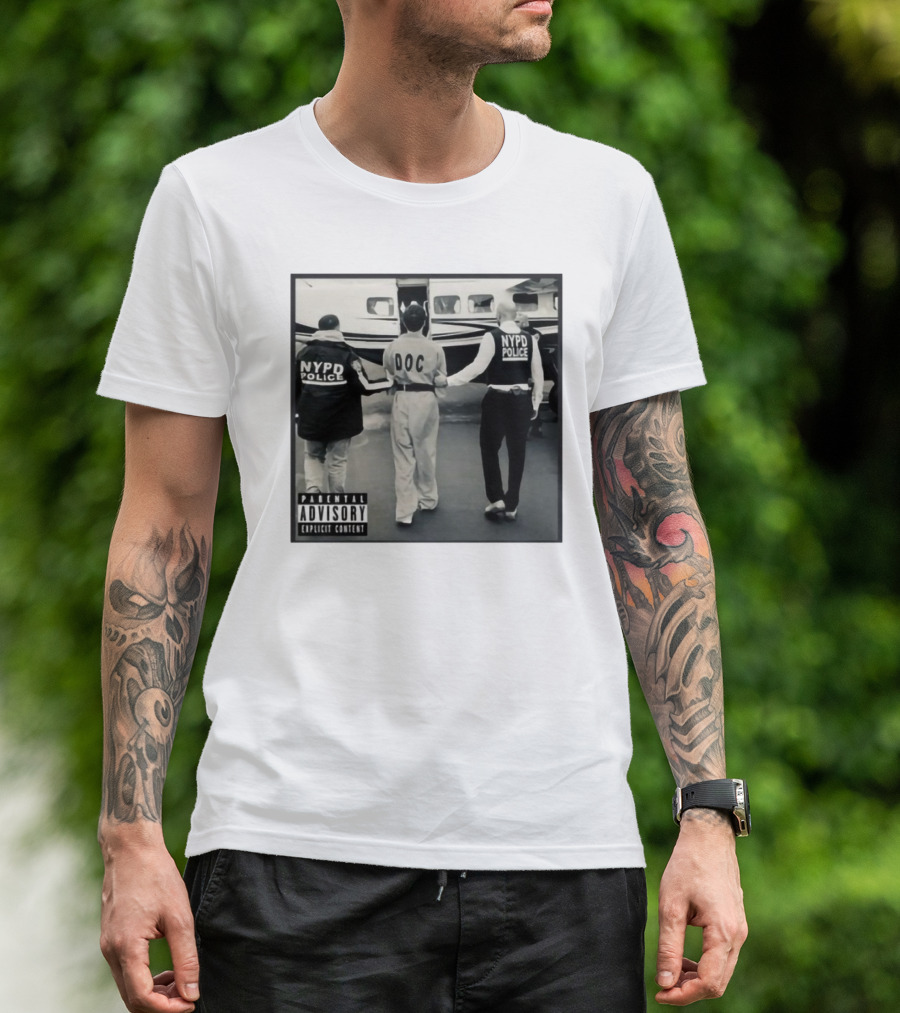 NYPD Police DOC Helicopter Pad Album Cover Parental Advisory T-Shirt