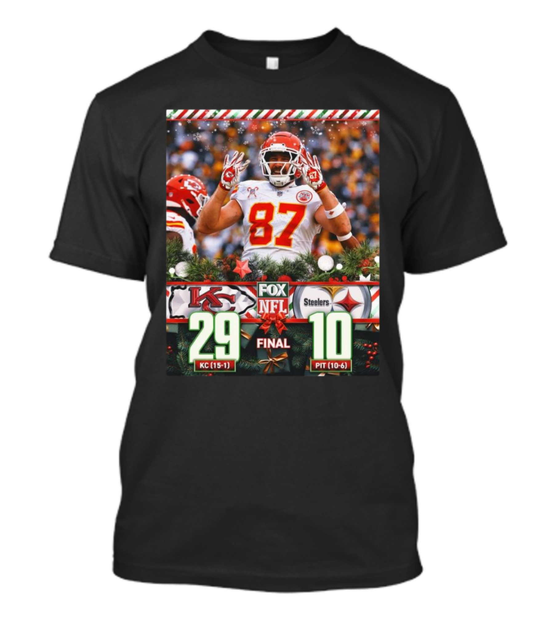 FOX NFL Final Kansas City Chiefs 29 Vs Pittsburgh Steelers 10 Christmas Day T-Shirt