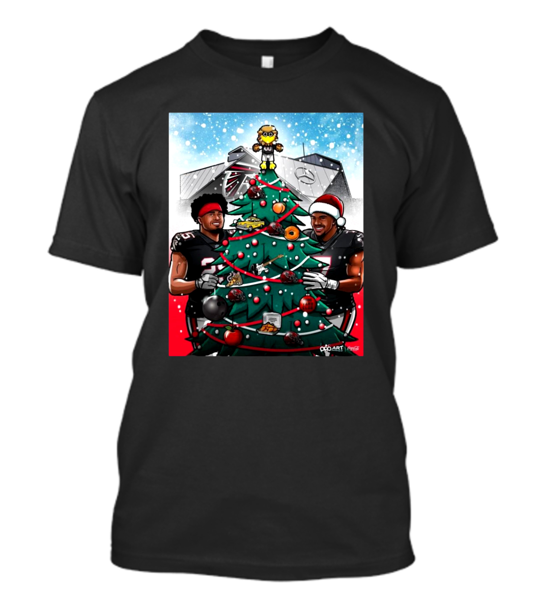 Atlanta Falcons Christmas Tree Gameday Greetings Mercedes-Benz Stadium NFL T-Shirt