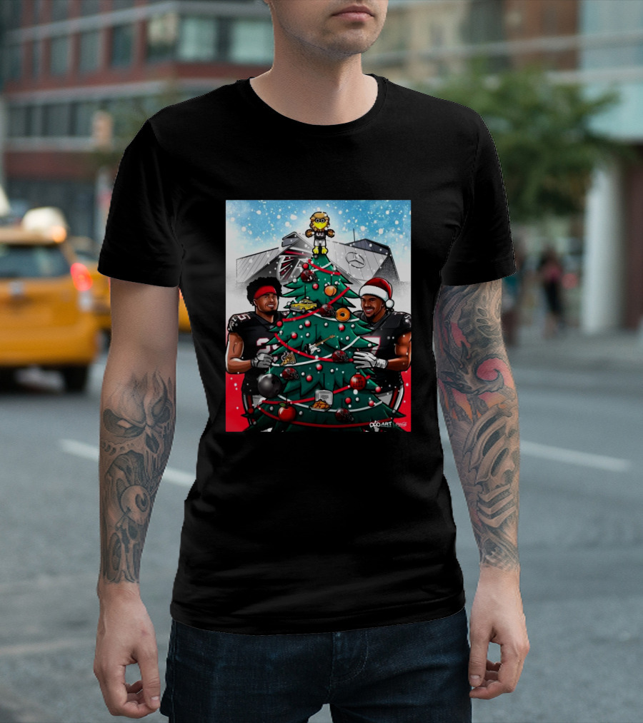 Atlanta Falcons Christmas Tree Gameday Greetings Mercedes-Benz Stadium NFL T-Shirt