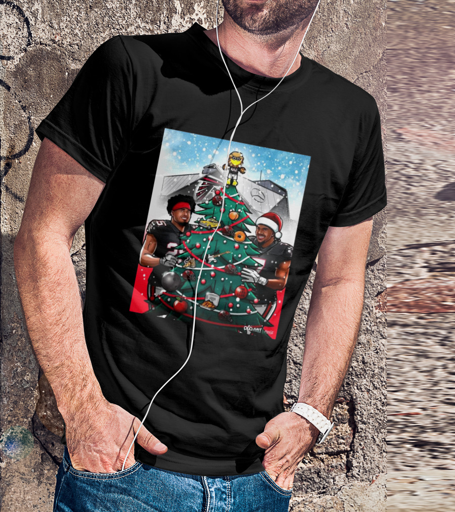 Atlanta Falcons Christmas Tree Gameday Greetings Mercedes-Benz Stadium NFL T-Shirt
