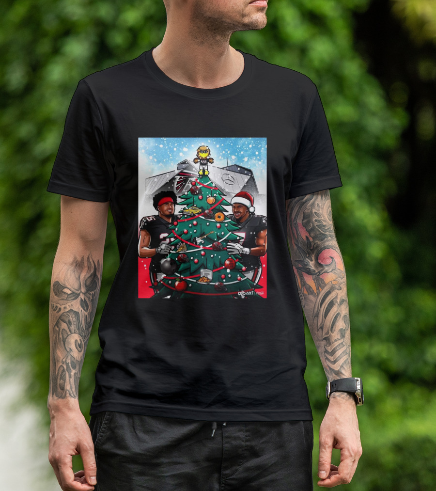 Atlanta Falcons Christmas Tree Gameday Greetings Mercedes-Benz Stadium NFL T-Shirt