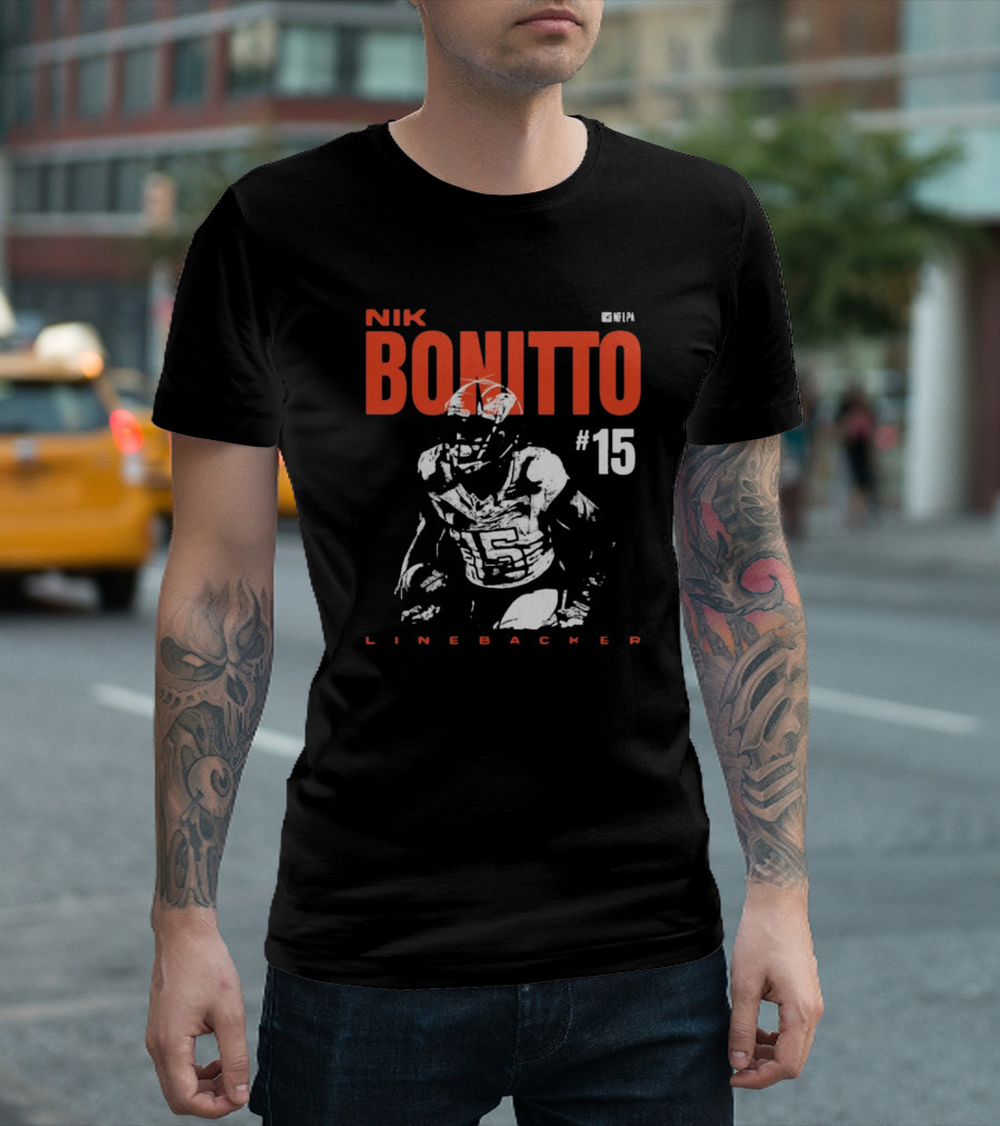 Nik Bonitto #15 NFL Linebacker Denver Broncos Vintage Headline T-Shirt