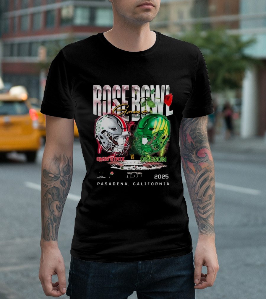 Ohio State Buckeyes vs Oregon Ducks 2025 Rose Bowl Game Pasadena California T-Shirt