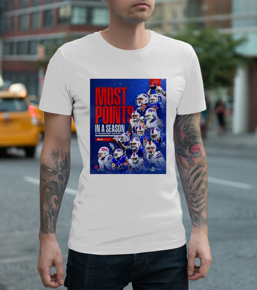 Buffalo Bills NFL Most Points in a Season in Franchise History - Reeds Jenss T-Shirt