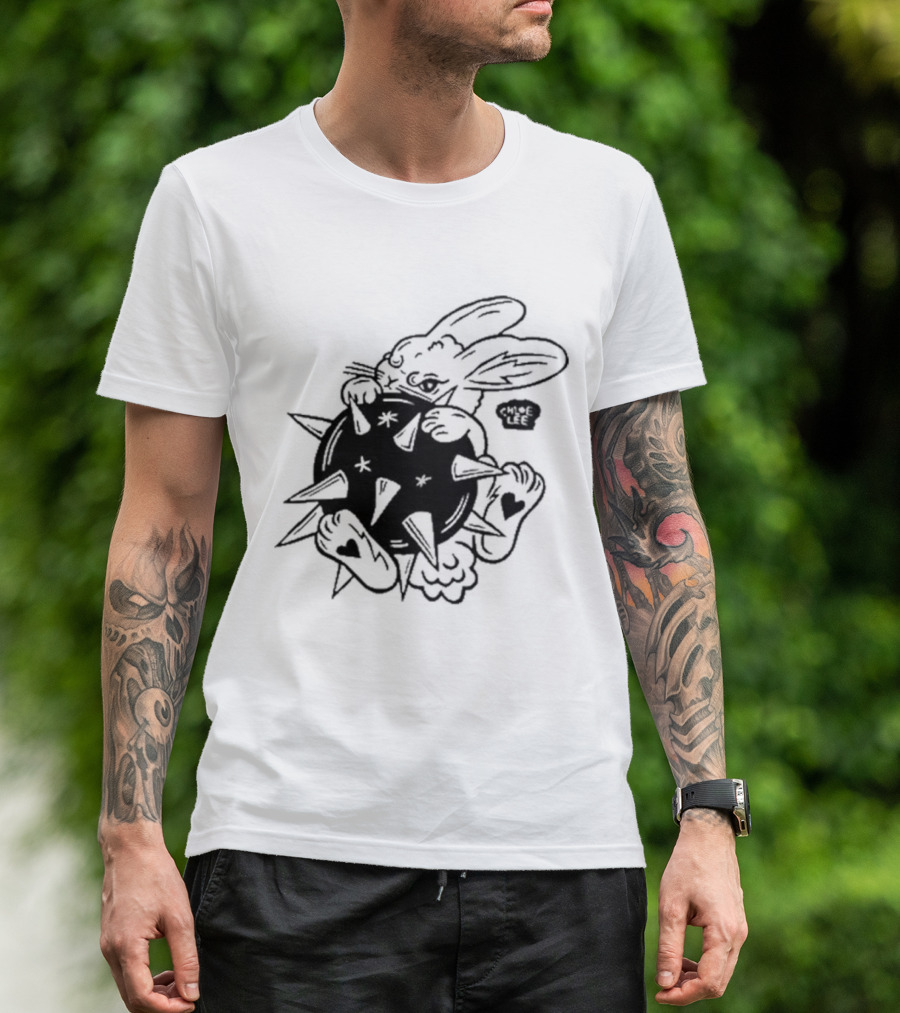 Chloeleeart Morningstar Bunny Holding Spiked Ball With Stars And Hearts T-Shirt