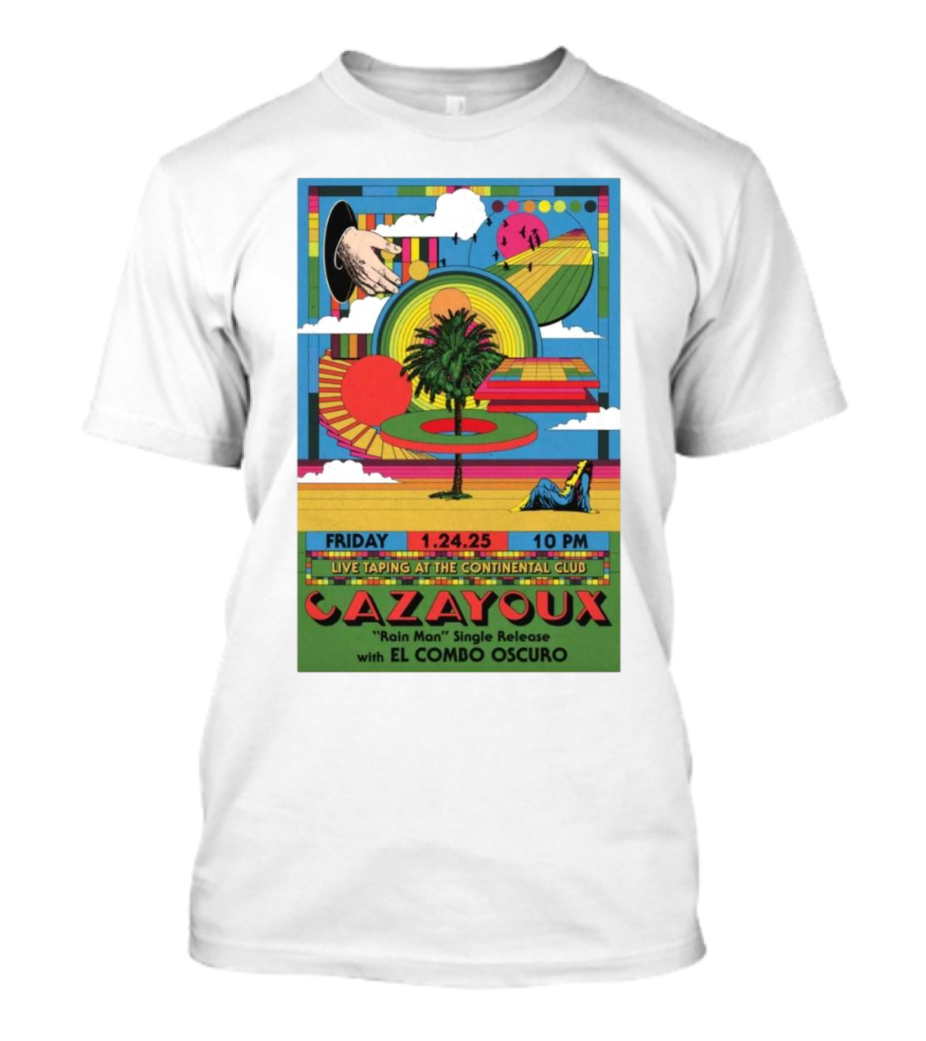 Cazayoux Rain Man Single Release Live Taping With El Combo Oscuro January 24 2025 Austin TX Continental Club T-Shirt