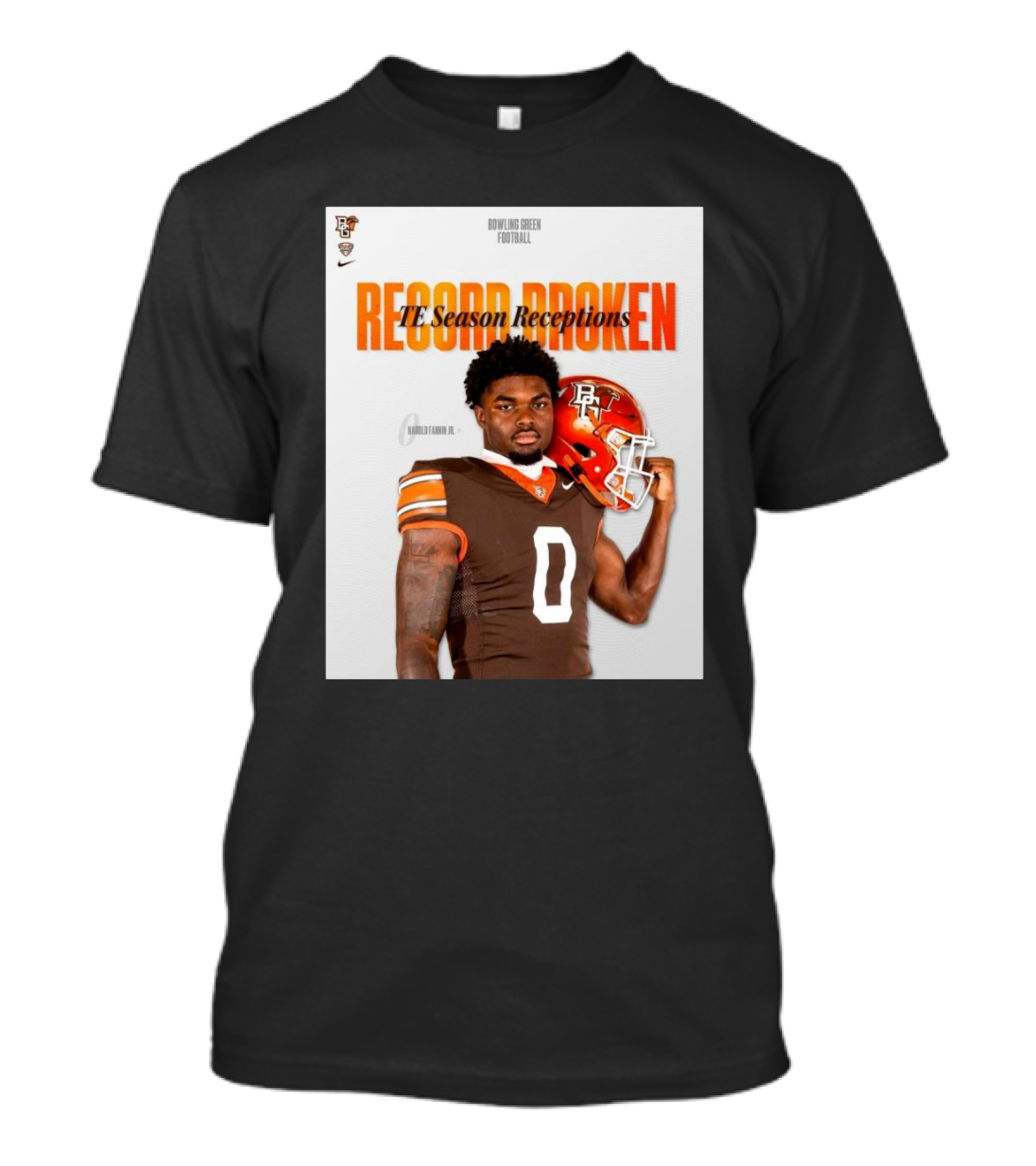 Bowling Green Falcons Football TE Season Receptions Record Broken Harold Fannin Jr T-Shirt