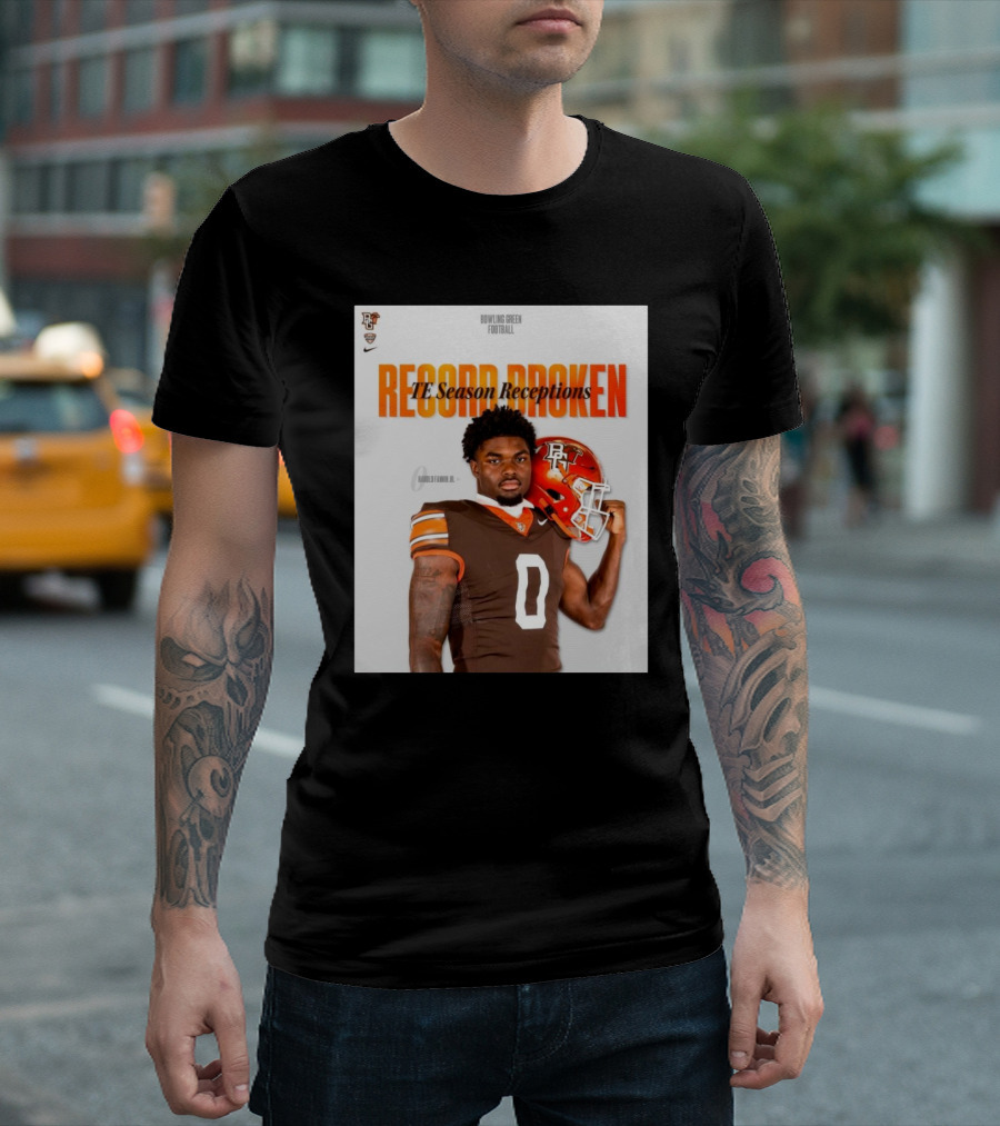 Bowling Green Falcons Football TE Season Receptions Record Broken Harold Fannin Jr T-Shirt