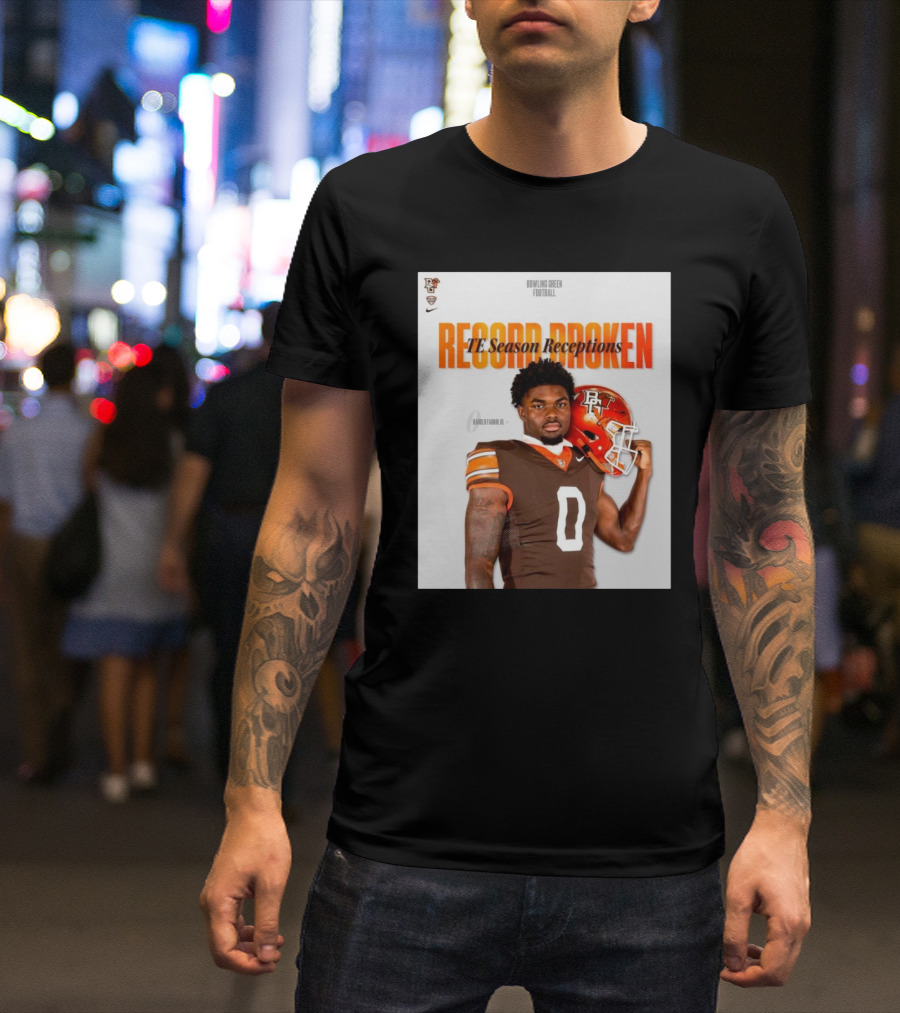 Bowling Green Falcons Football TE Season Receptions Record Broken Harold Fannin Jr T-Shirt