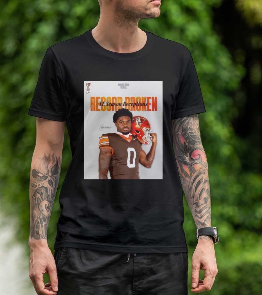 Bowling Green Falcons Football TE Season Receptions Record Broken Harold Fannin Jr T-Shirt