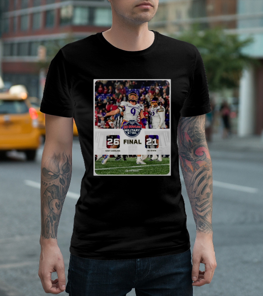 Final East Carolina 26 NC State 21 Go Bowling Military Bowl T-Shirt
