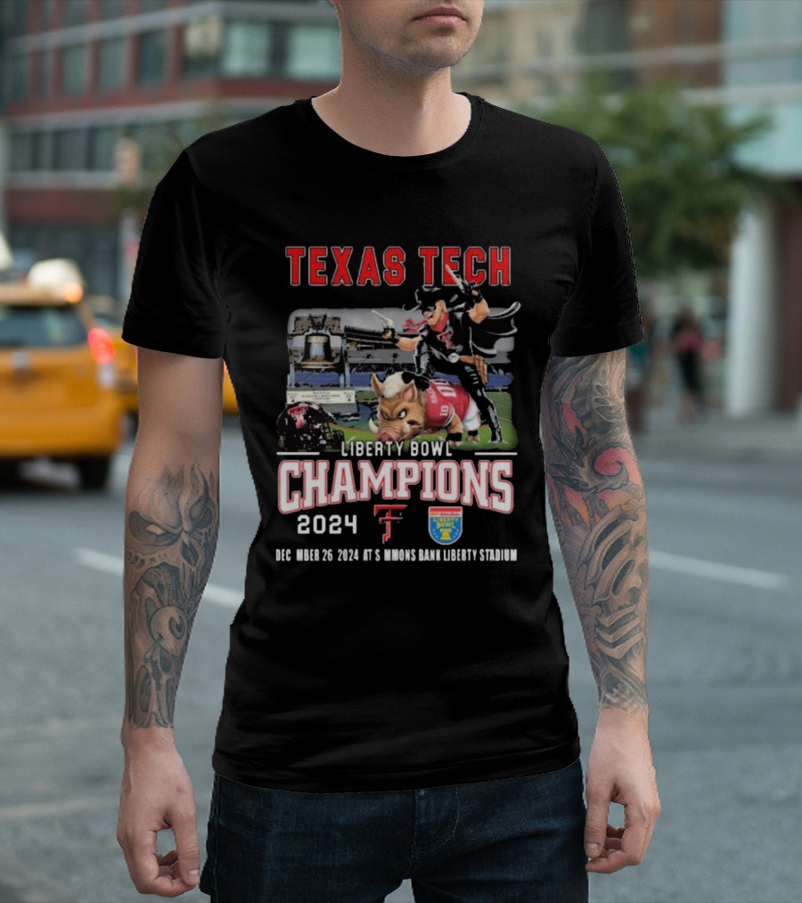 Texas Tech Liberty Bowl Champions 2024 December 26 Simmons Bank Liberty Stadium Mascot T-Shirt