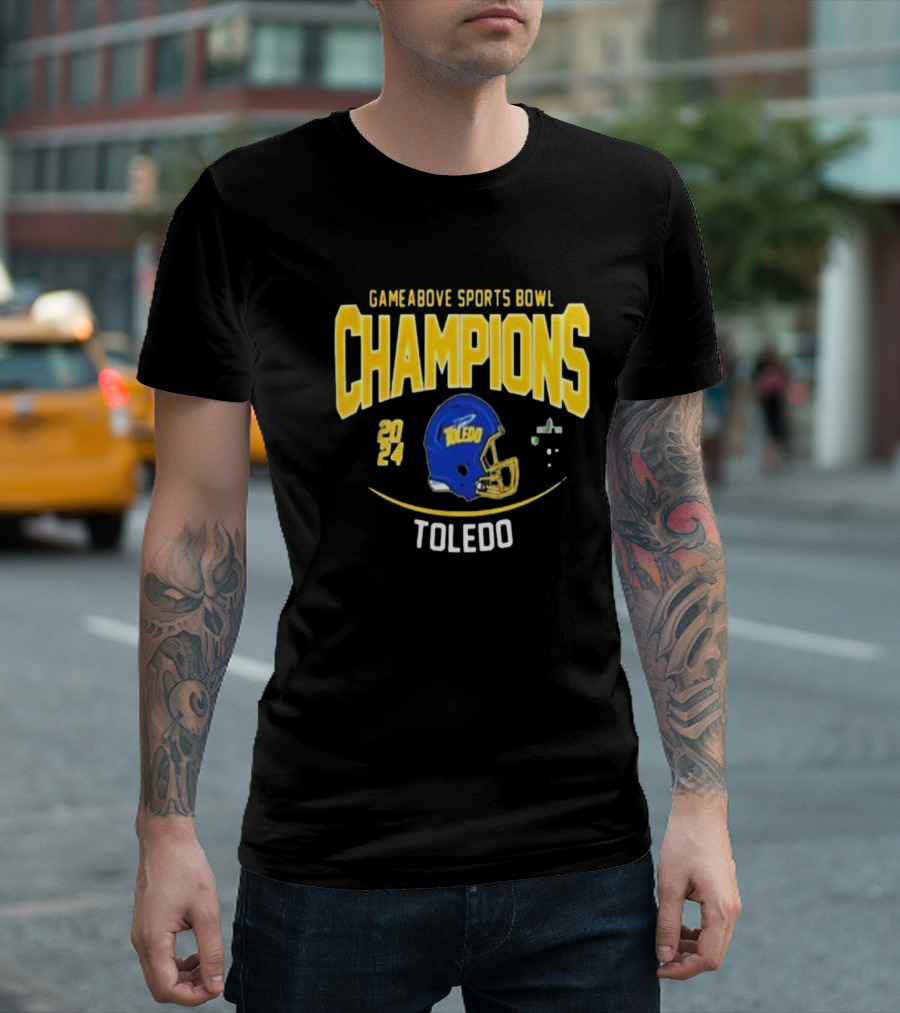 Toledo Rockets 2024 GameAbove Sports Bowl Champions Football Helmet T-Shirt