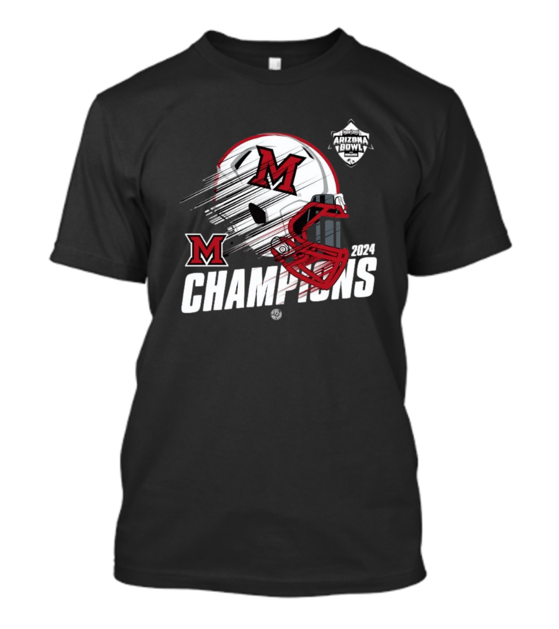 Miami RedHawks 2024 Champions Arizona Bowl Helmet T-Shirt
