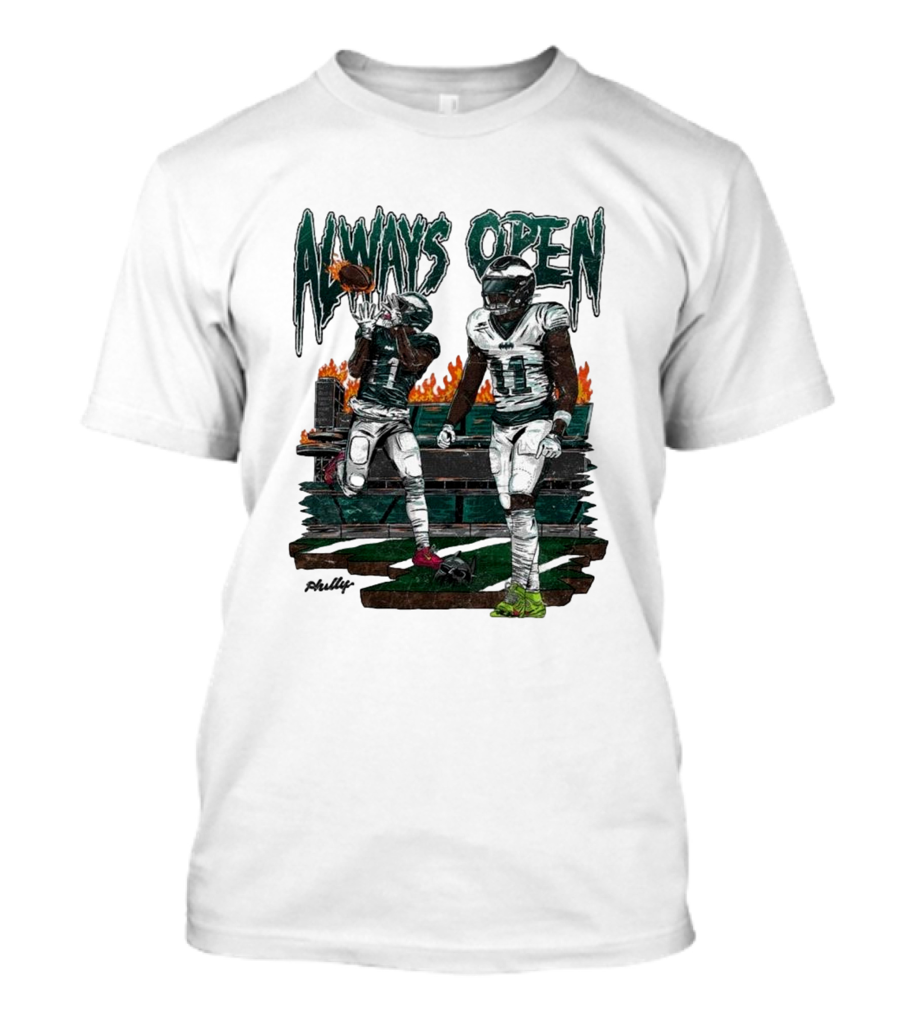Philadelphia Eagles Always Open Football Flames T-Shirt