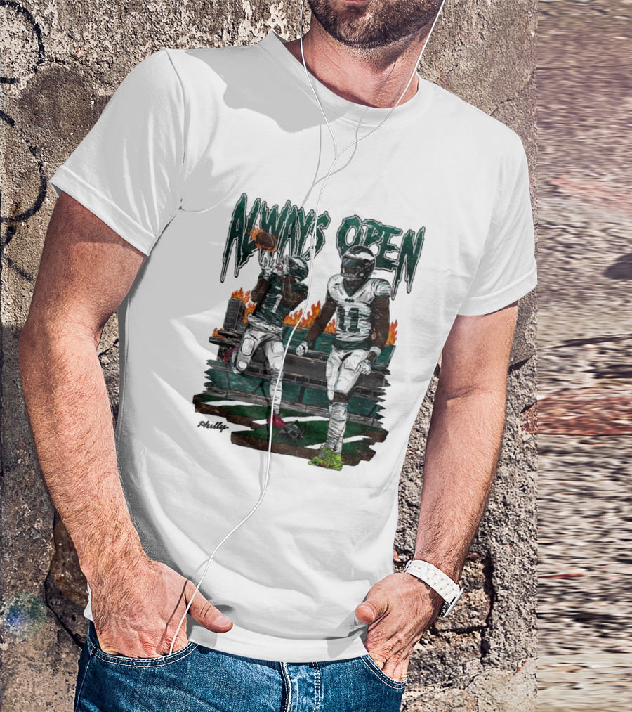 Philadelphia Eagles Always Open Football Flames T-Shirt