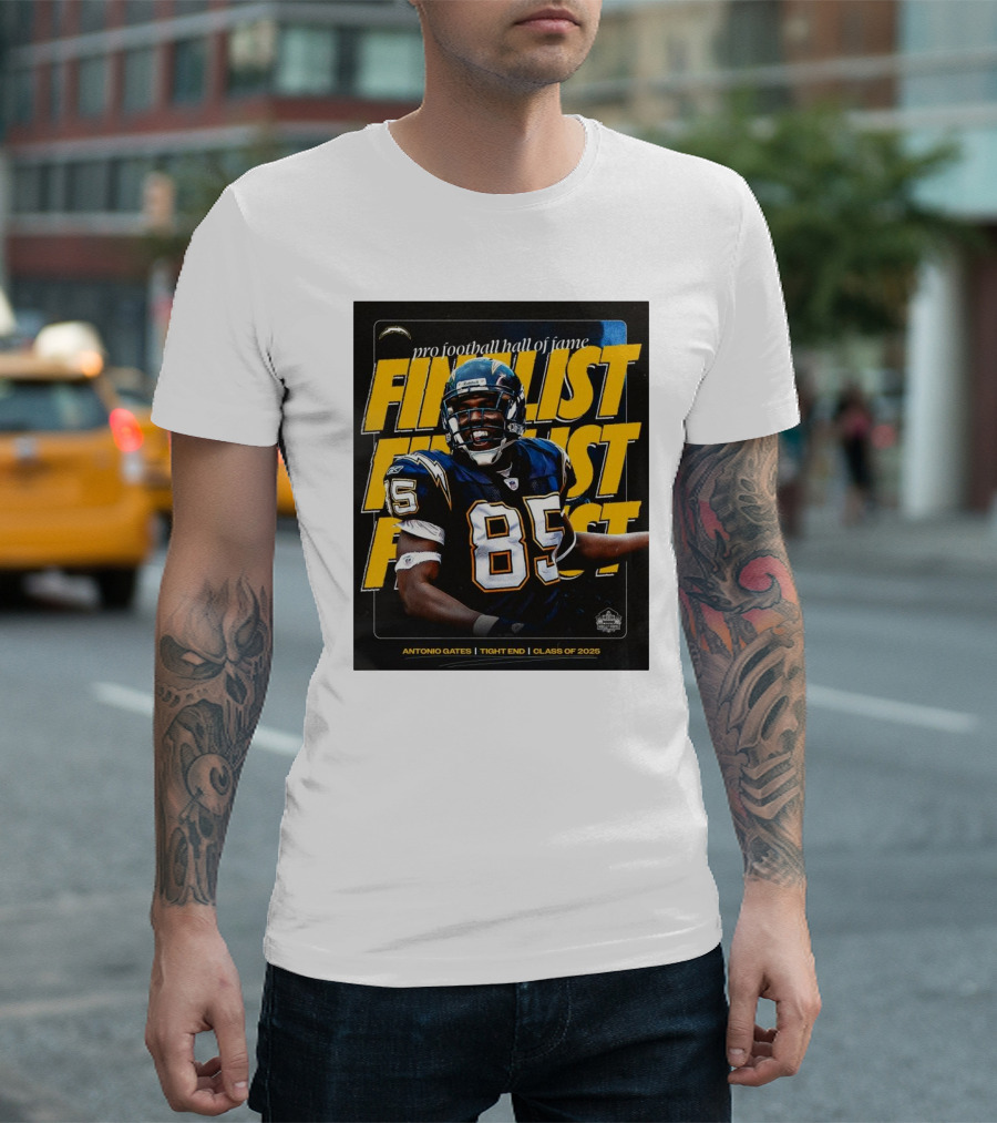 Los Angeles Chargers NFL Antonio Gates Tight End Pro Football Hall Of Fame Finalist Class Of 2025 T-Shirt