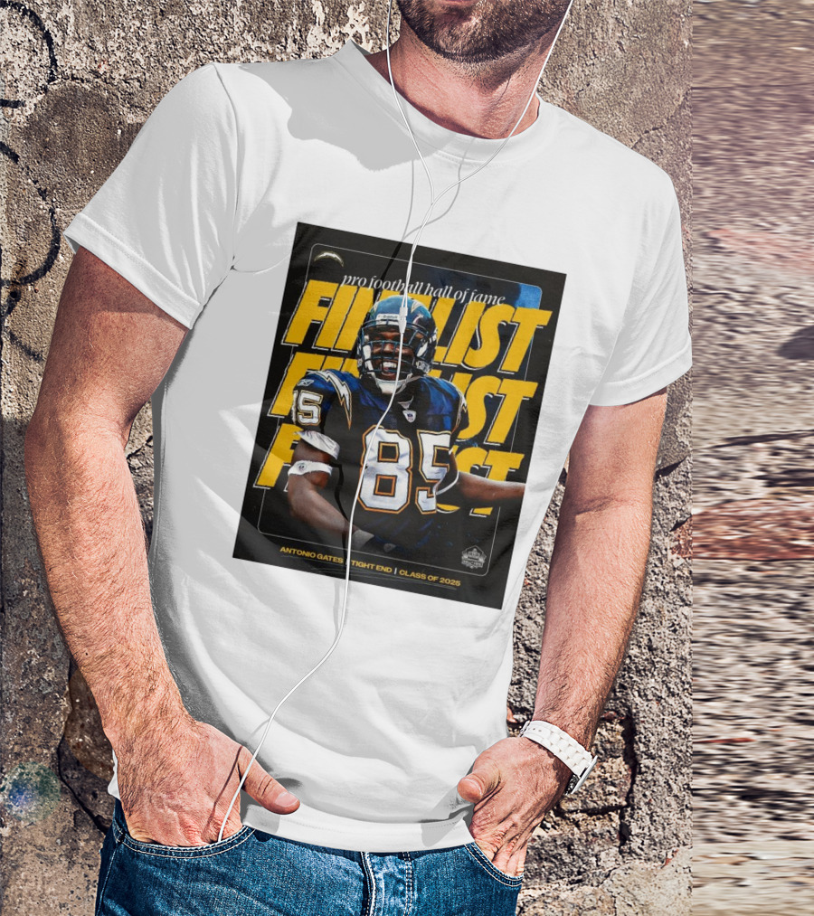 Los Angeles Chargers NFL Antonio Gates Tight End Pro Football Hall Of Fame Finalist Class Of 2025 T-Shirt
