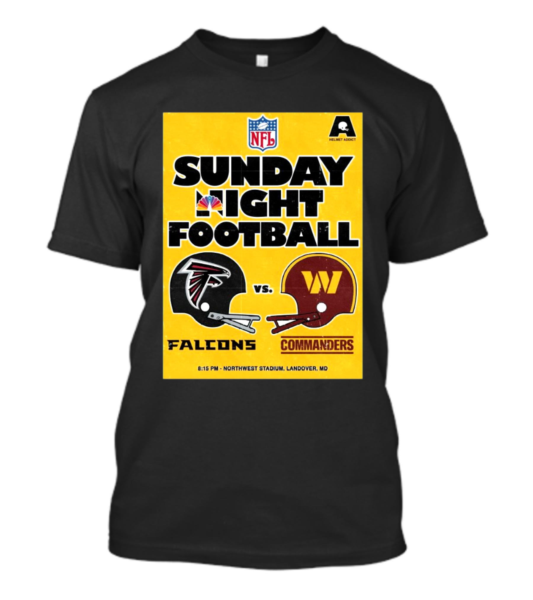 NFL Sunday Night Football Atlanta Falcons Vs Washington Commanders Northwest Stadium Landover MD 8:15 PM T-Shirt