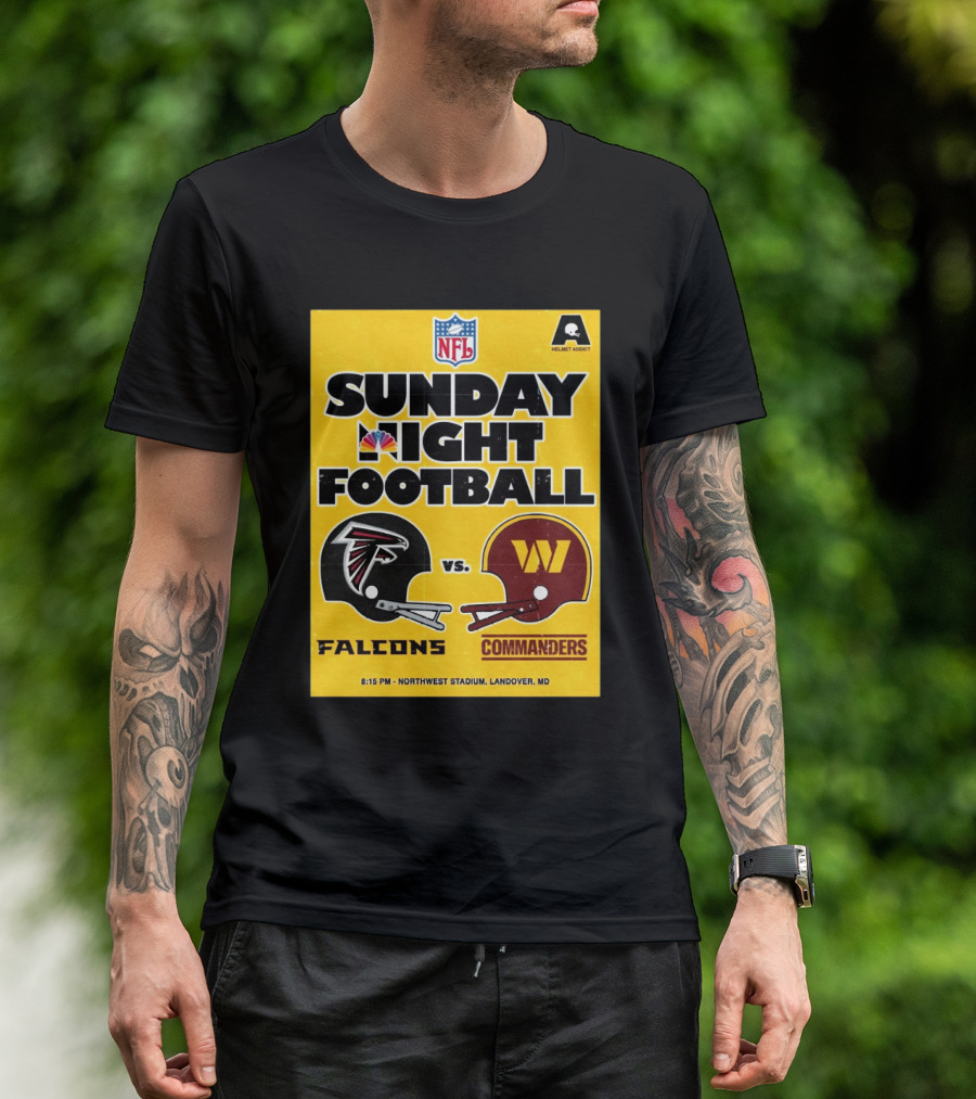 NFL Sunday Night Football Atlanta Falcons Vs Washington Commanders Northwest Stadium Landover MD 8:15 PM T-Shirt