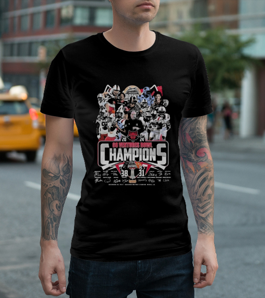 68 Ventures Bowl Champions 2024 Red Wolves 38-31 T-Shirt