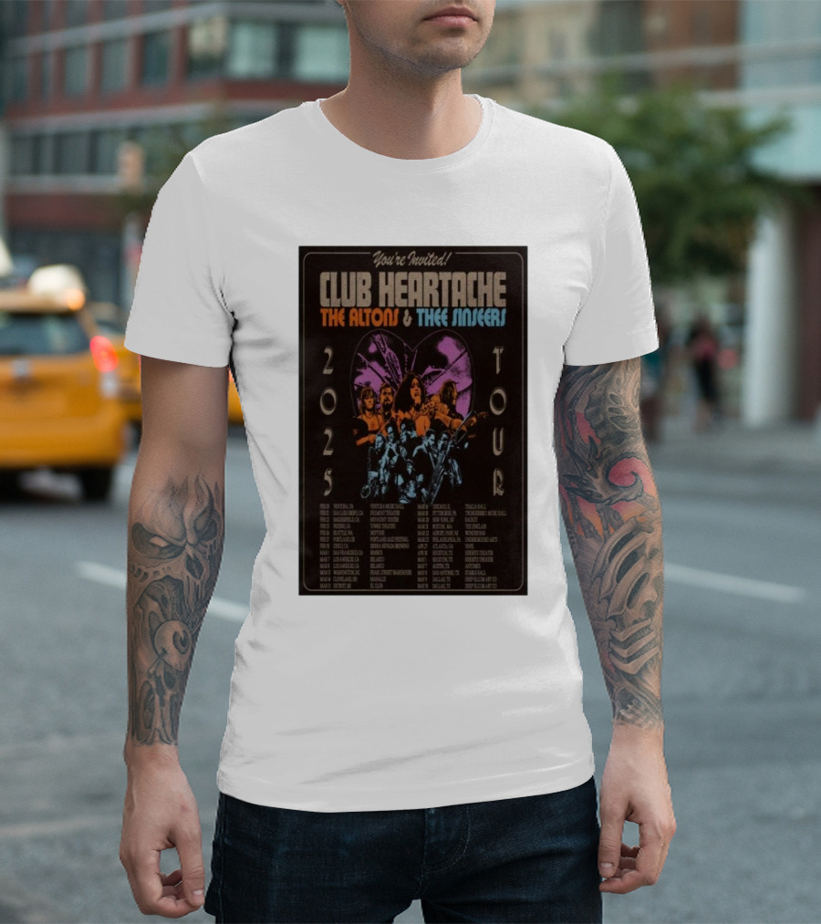 You're Invited Club Heartache The Altons and Thee Sinseers 2025 Tour Dates T-Shirt