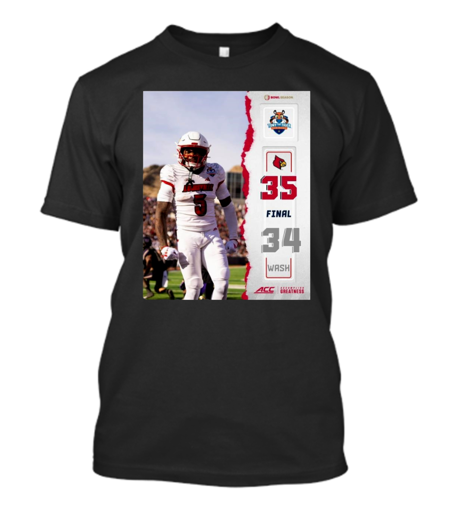 Sun Bowl Season Louisville Cardinals Victory Over Washington Huskies 35-34 Final Score T-Shirt