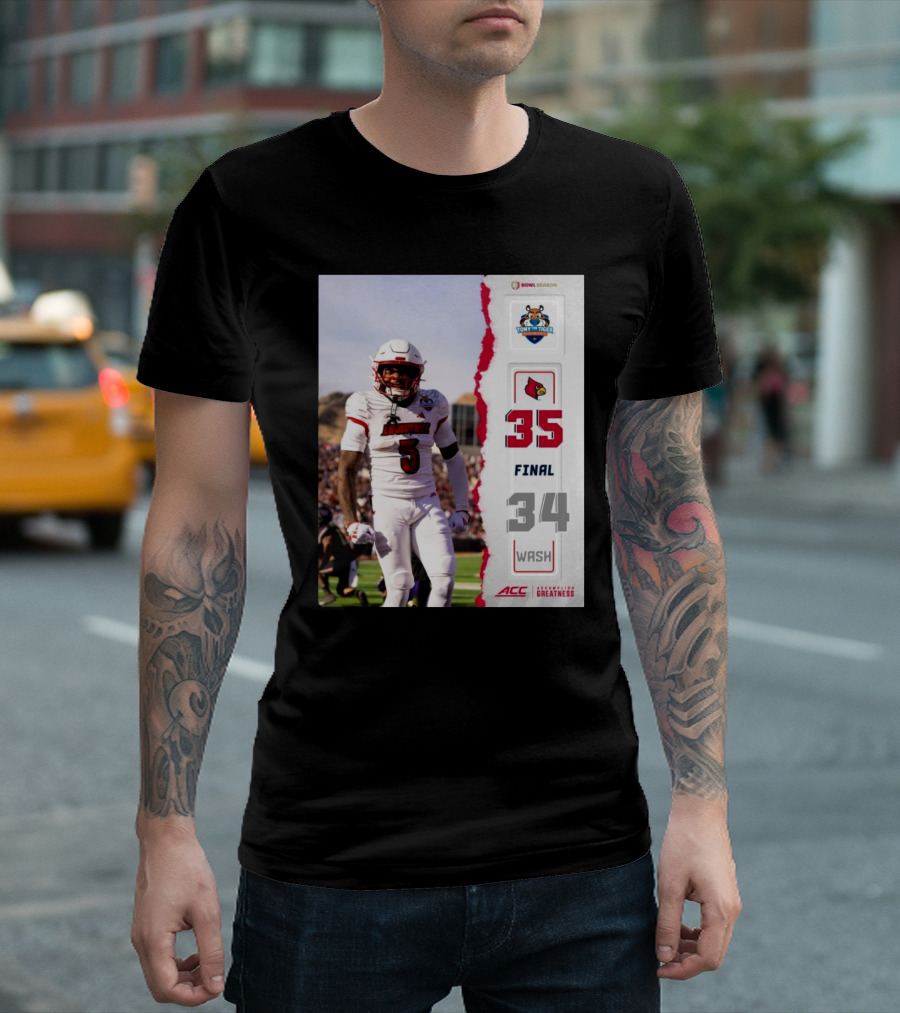 Sun Bowl Season Louisville Cardinals Victory Over Washington Huskies 35-34 Final Score T-Shirt