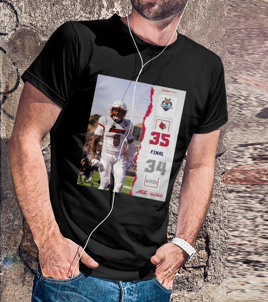 Sun Bowl Season Louisville Cardinals Victory Over Washington Huskies 35-34 Final Score T-Shirt