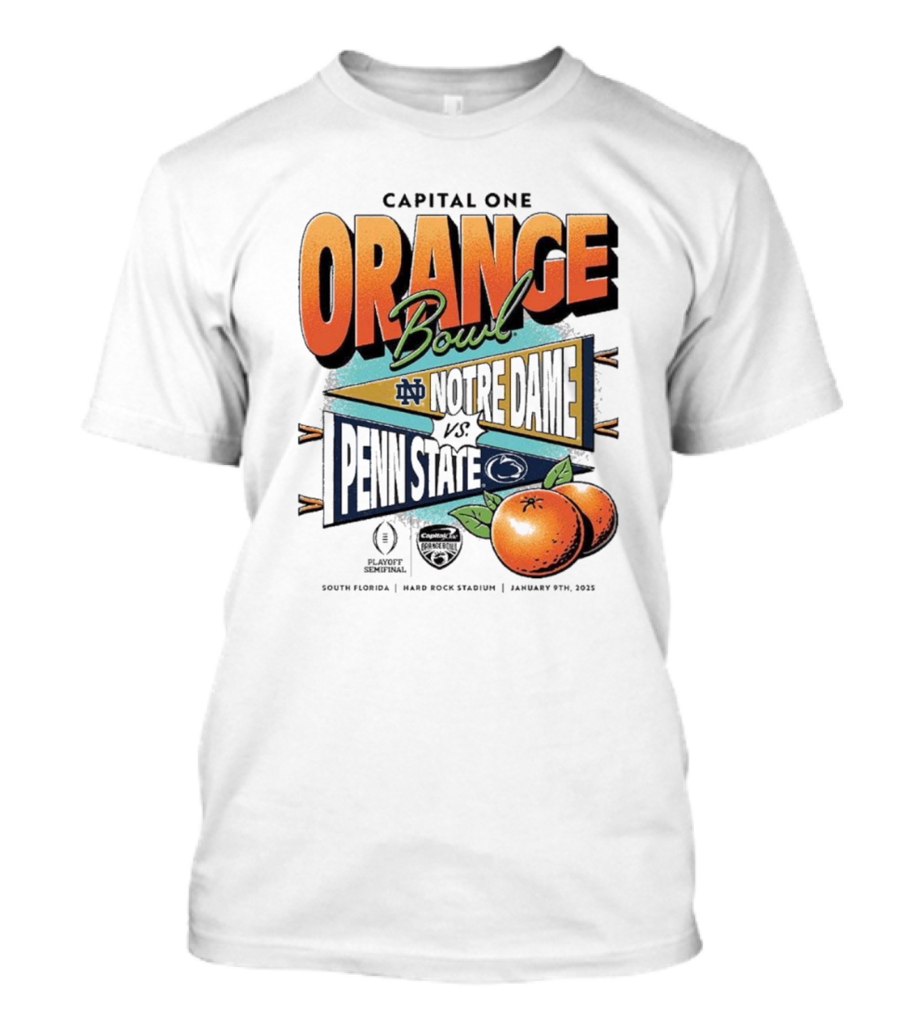 Capital One Orange Bowl Playoff Notre Dame Fighting Irish Vs Penn State Nittany Lions January 9th 2025 South Florida T-Shirt