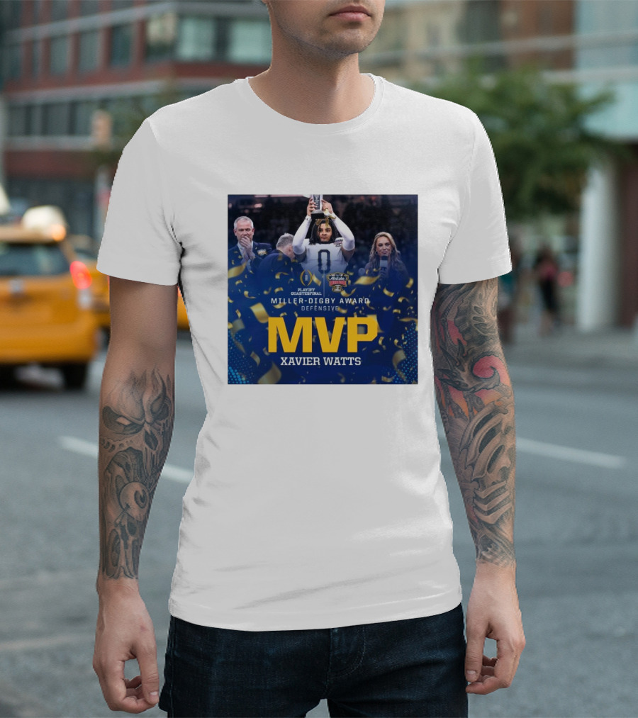 Notre Dame Fighting Irish Xavier Watts Miller-Digby Award Defensive MVP Sugar Bowl 2025 Playoff Quarterfinals T-Shirt