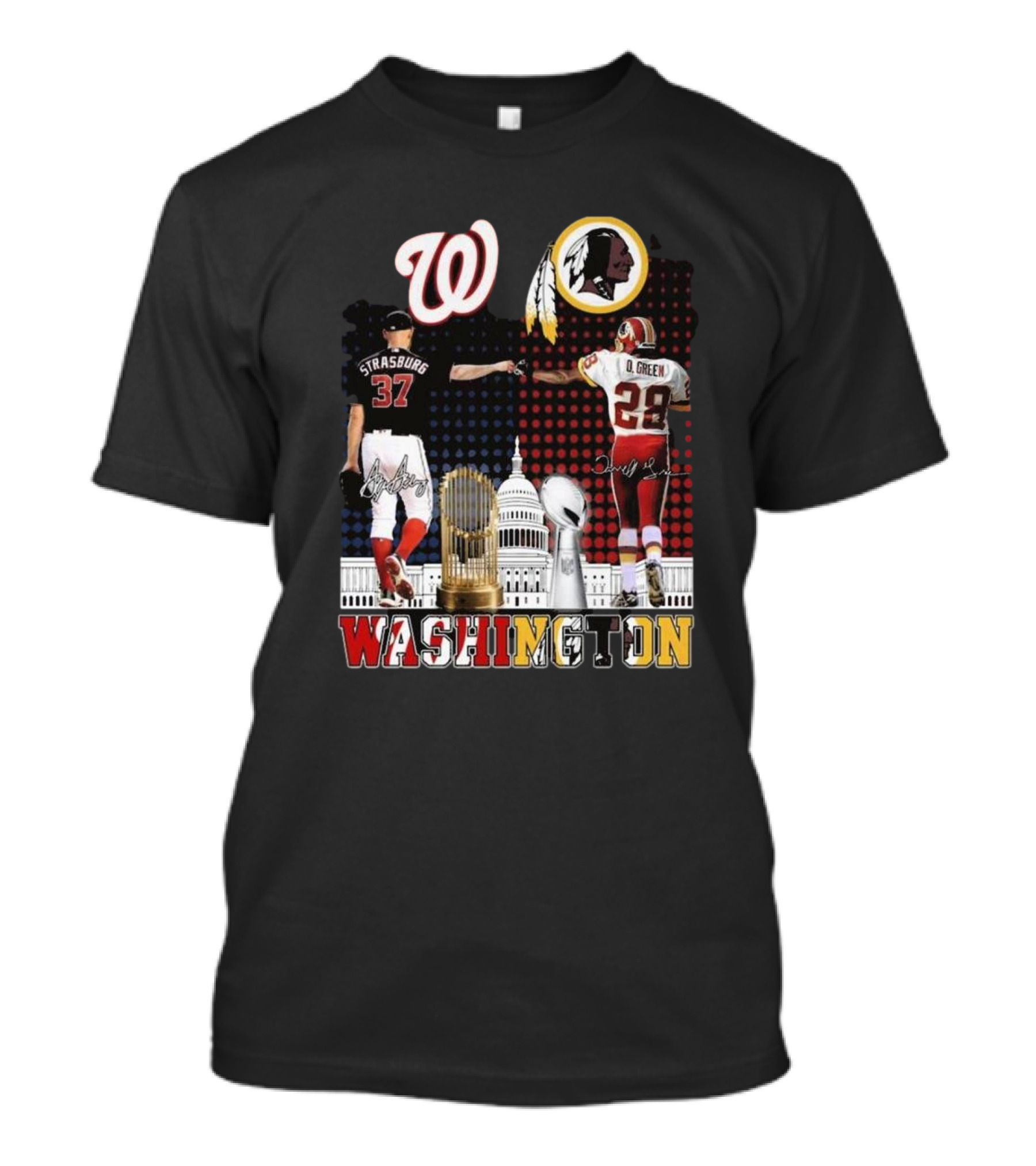 Washington Commanders Redskins Legacy Strasburg Green Capitol Trophies T-Shirt