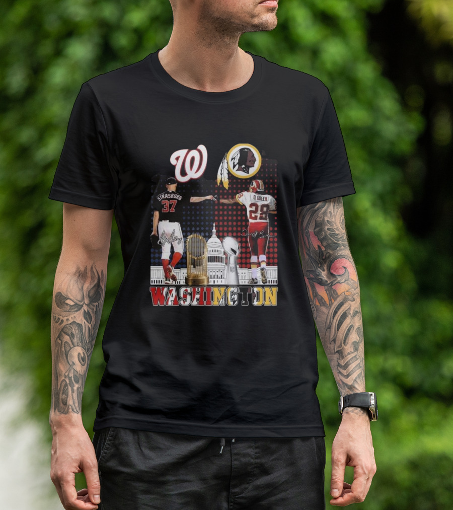 Washington Commanders Redskins Legacy Strasburg Green Capitol Trophies T-Shirt