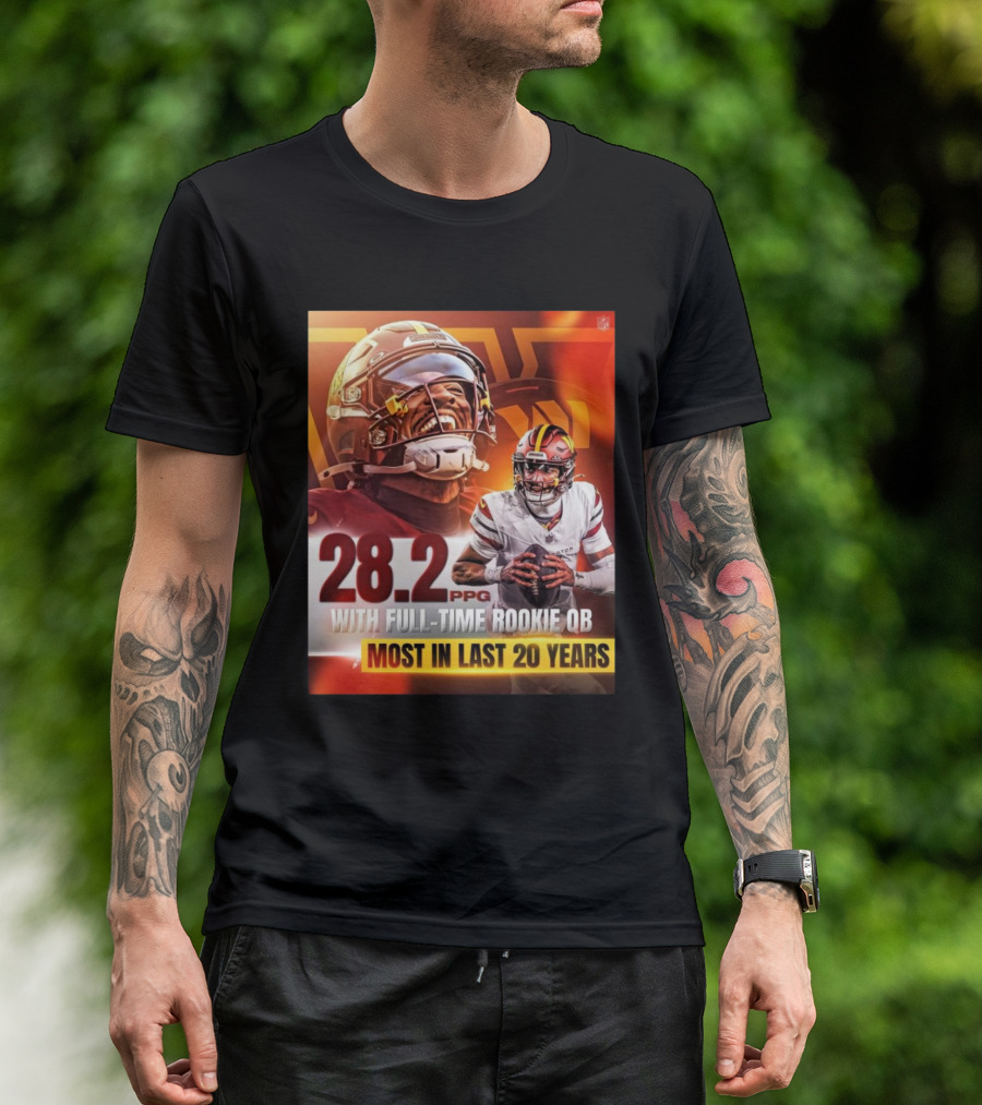 Washington Commanders NFL 28.2 PPG With Full-Time Rookie QB Most In Last 20 Years T-Shirt