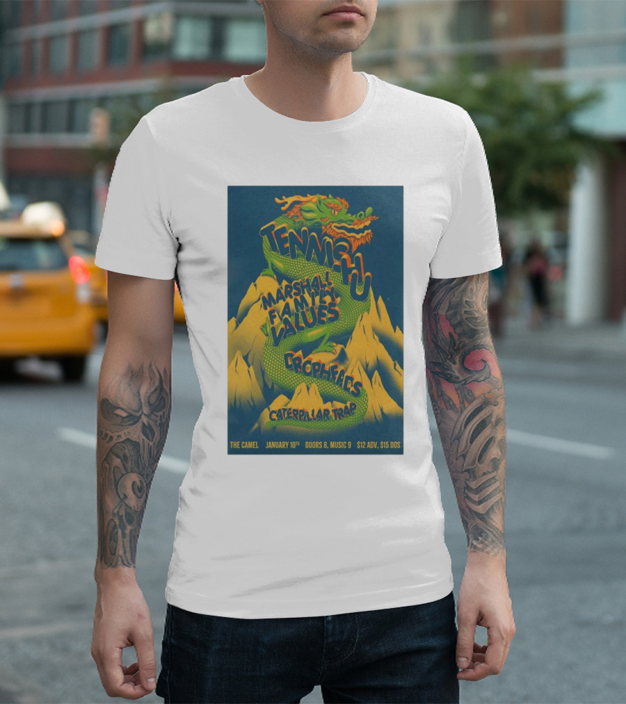 Tennishu Marshall Family Values Crophfads Caterpillar Trap The Camel Richmond VA Jan 10 2025 T-Shirt
