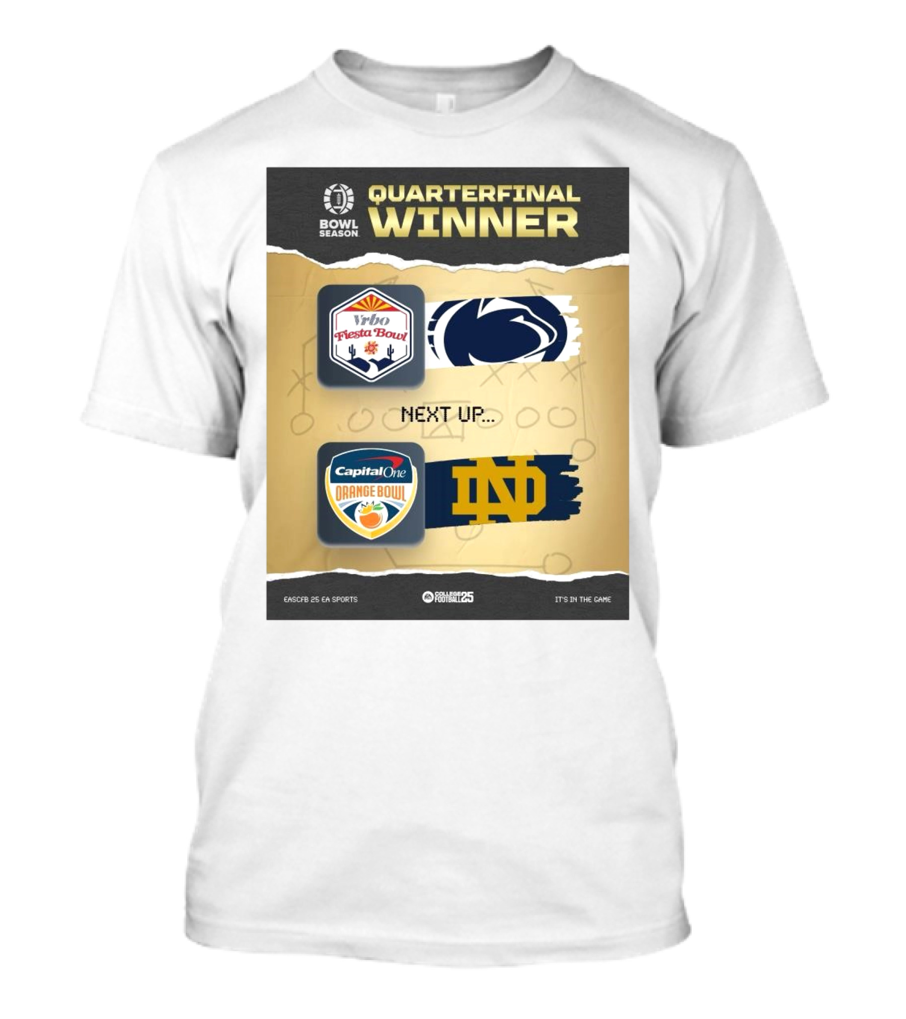 Quarterfinal Winner Vrbo Fiesta Bowl Penn State Nittany Lions Next Up Capital One Orange Bowl Notre Dame Fighting Irish 2025 T-Shirt