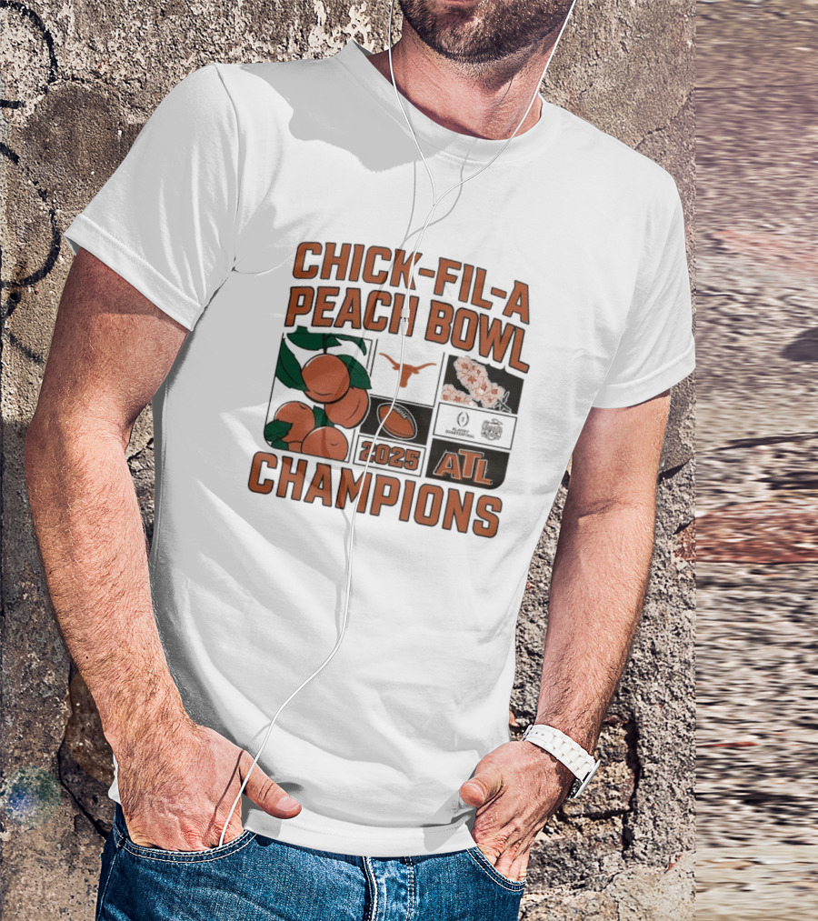 Texas Longhorns 2025 Chick-Fil-A Peach Bowl Champions College Football Playoff Quarterfinal Victory ATL T-Shirt