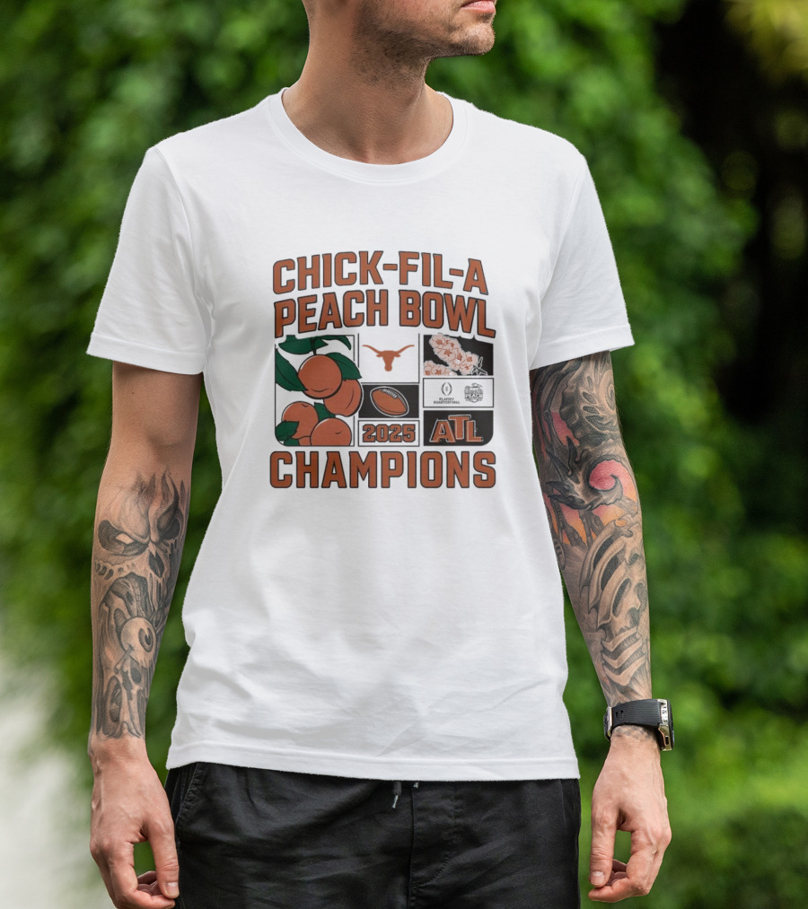 Texas Longhorns 2025 Chick-Fil-A Peach Bowl Champions College Football Playoff Quarterfinal Victory ATL T-Shirt