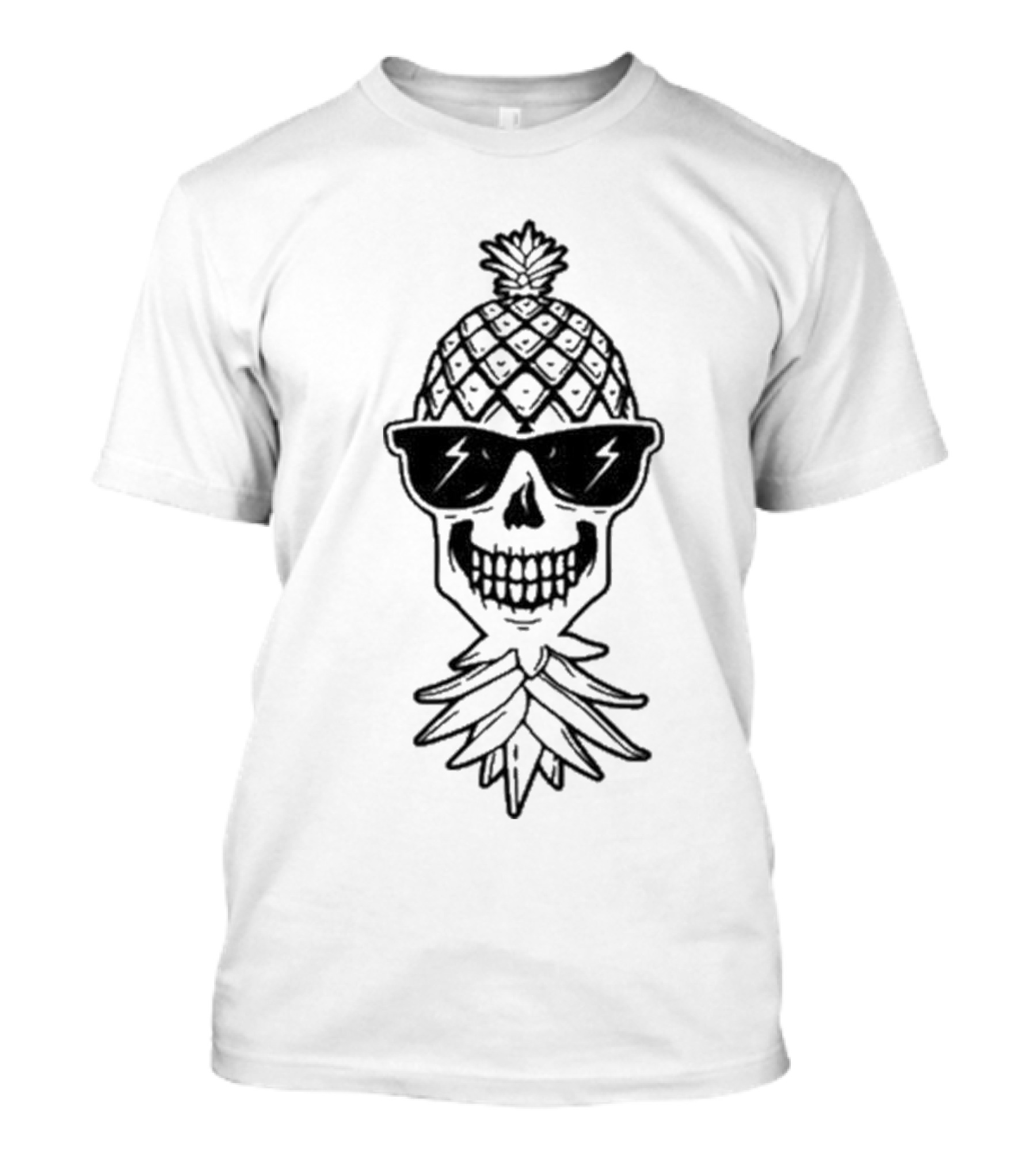 Upside Down Pineapple Skull Skeleton With Sunglasses T-Shirt