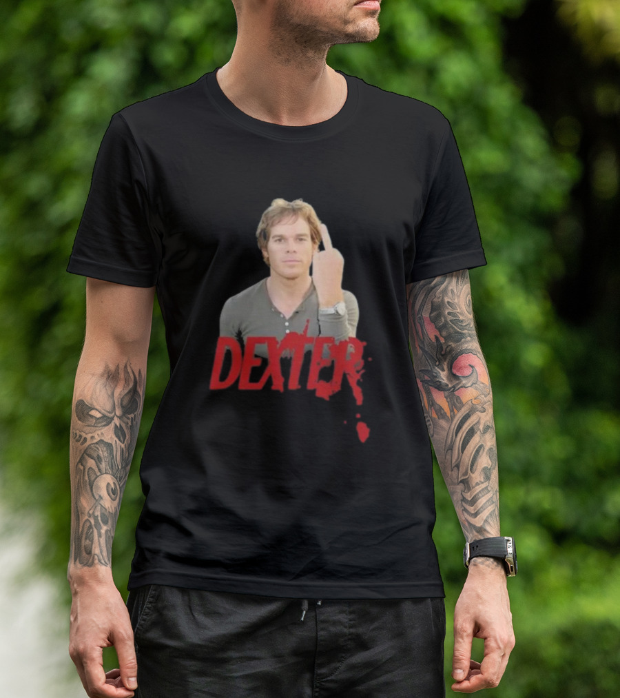 Dexter Middle Finger Blood Splatter T-Shirt