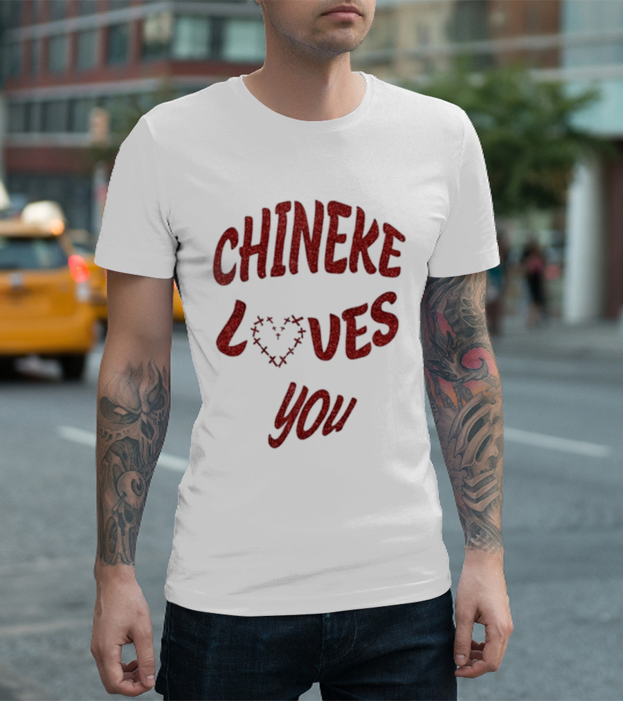Chineke Loves You Heart Design Christmas T-Shirt
