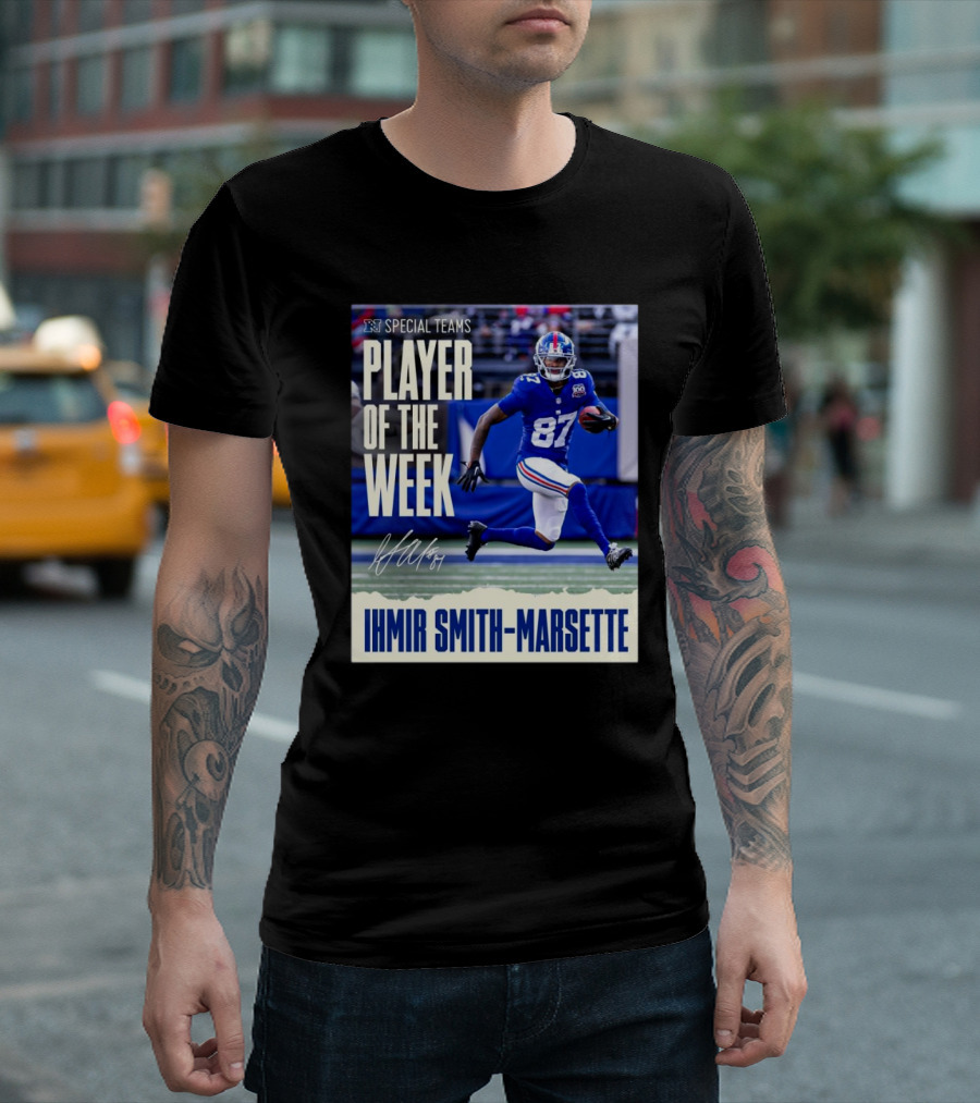 Ihmir Smith-Marsette NFC Special Teams Player of the Week New York Giants Signature T-Shirt