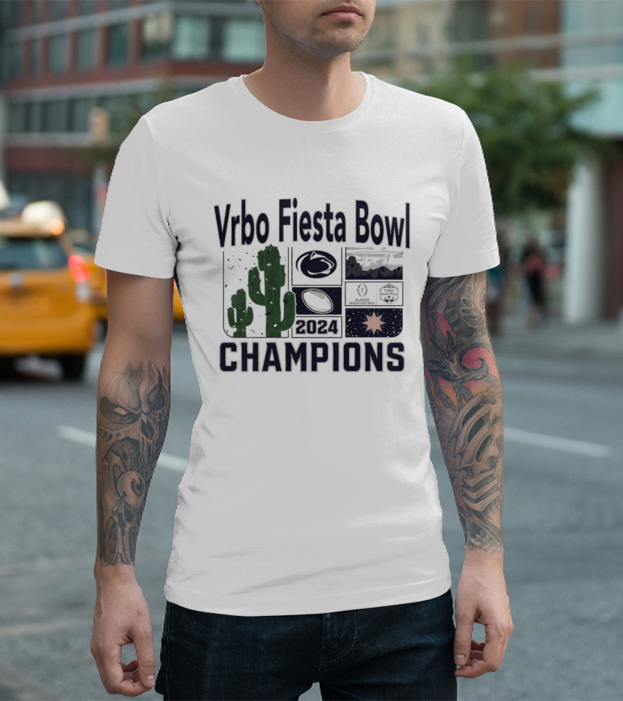 Penn State Nittany Lions 2024 Vrbo Fiesta Bowl Champions College Football Playoff Quarterfinal Victory T-Shirt